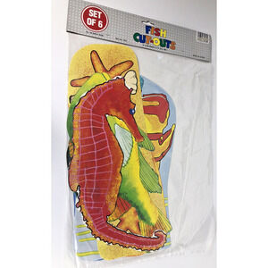Tropical Fish Ocean Cut Outs Set 6 13-16" Birthday Party Classroom Decor Vintage